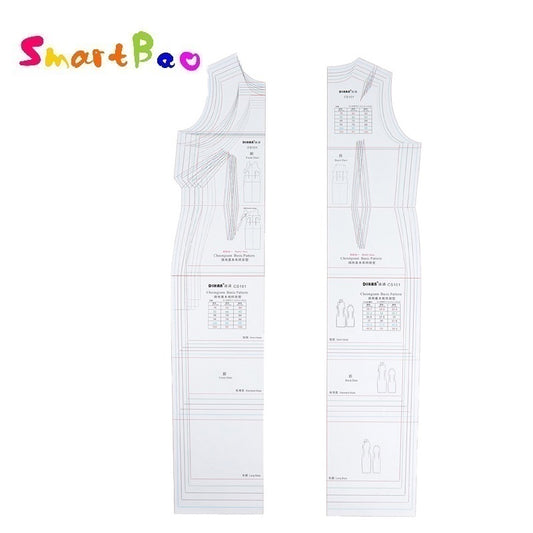 Clocore Sewing Pattern of Cheongsam Transparent Plastic Basic Paper Pattern of Qipao with Multi-sizes in One Set Designer Chinese Cheongsam