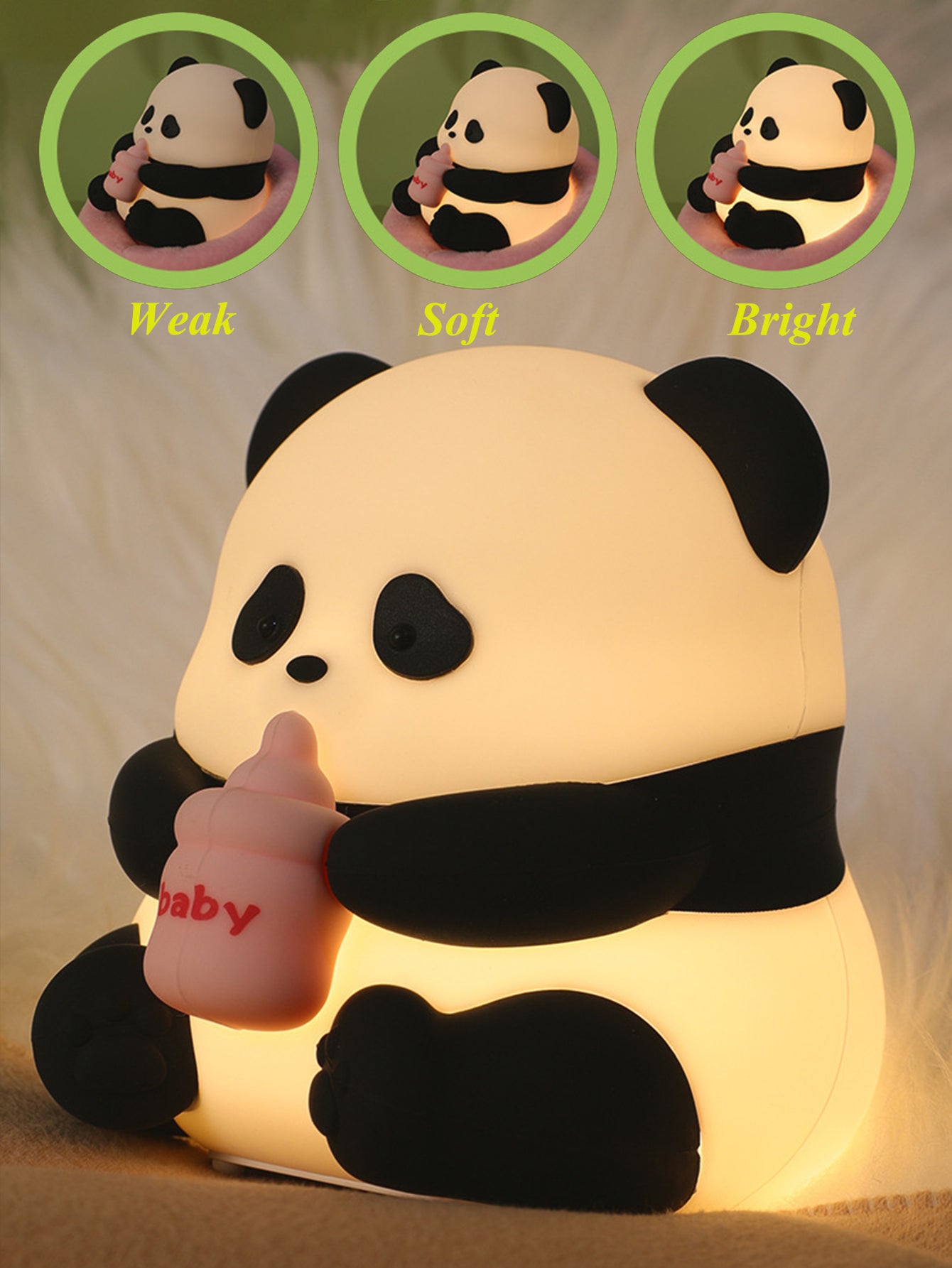 Adorable Panda Silicone Night Light: Soft and Squeezable, Shape-Shifting, Gentle Glow, Timer Sleep Mode, Adjustable Brightness, Color-Changing