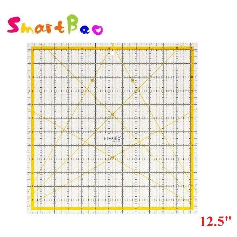 12.5-Inch Square Acrylic Quilting Ruler: Ideal for Professional Clothing Design, Cutting, and Sewing. Durable, Non-Slip