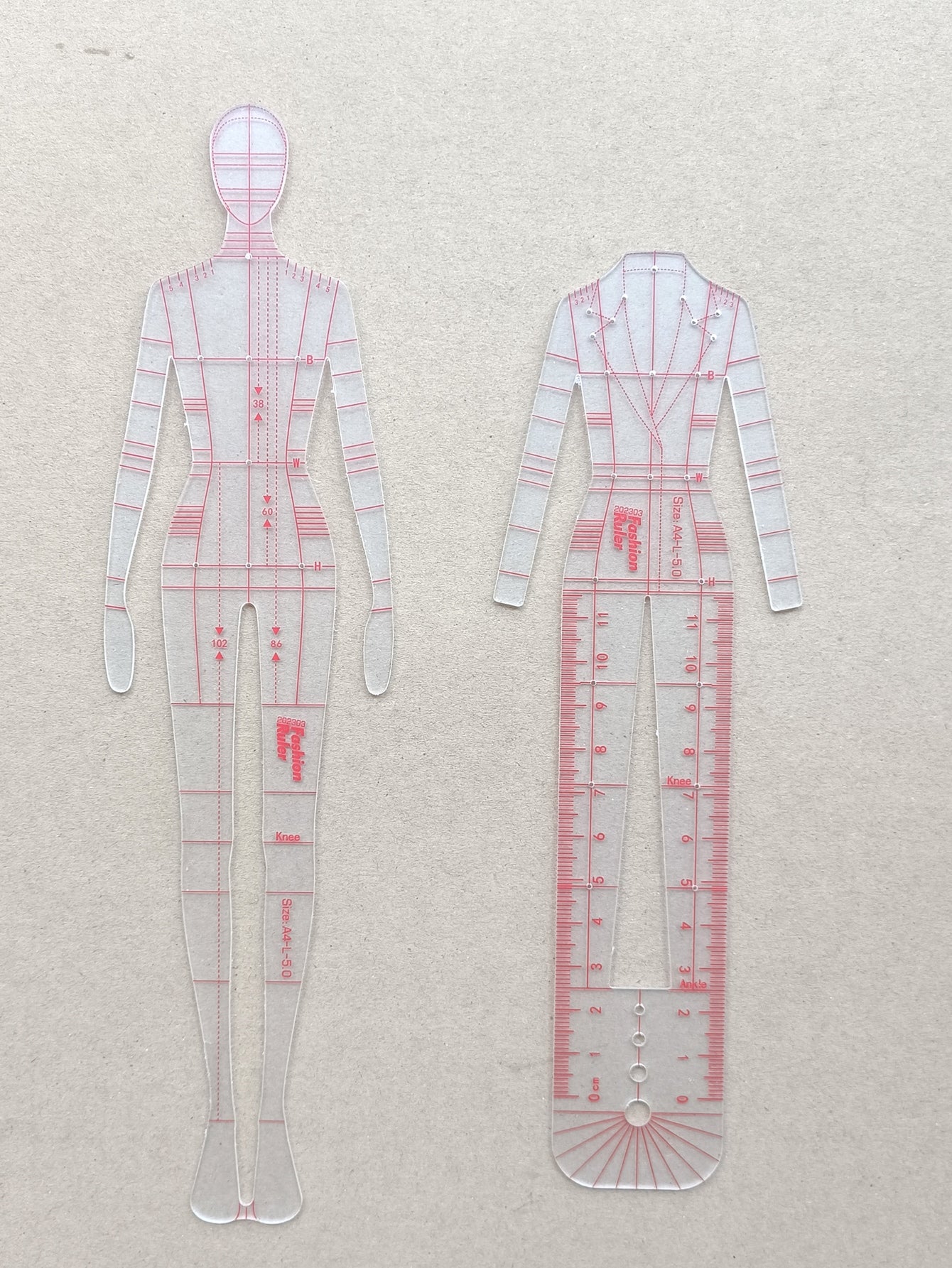 5pcs Body Design Clear Plastic Fashion Design Ruler, Illustrator Drawing Ruler, For Fashion Design