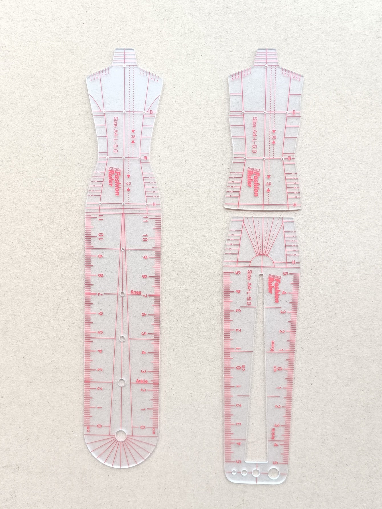 5pcs Body Design Clear Plastic Fashion Design Ruler, Illustrator Drawing Ruler, For Fashion Design