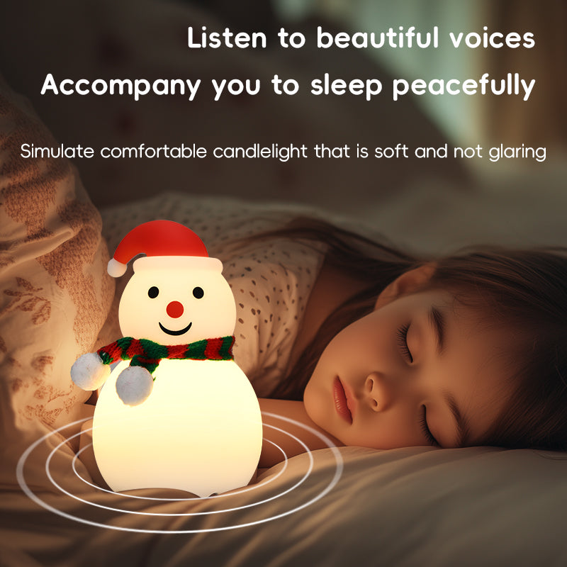 Cute Christmas Snowman Night Light - USB Rechargeable Touch Lamp, Color-Changing Atmosphere Gift with Soft Silicone, Adjustable Brightness, 30-Minute Timer