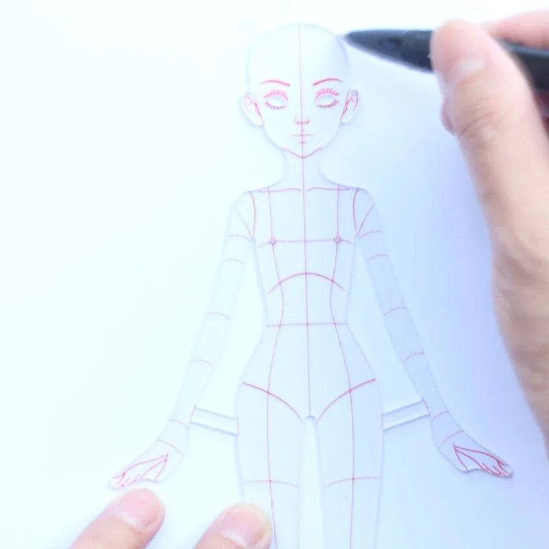 Fashion Designer Ruler Template Girls' Clothing Design Measurements Contains Body Proportion Guide Lines