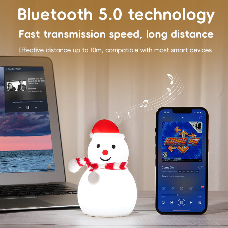 Cute Christmas Snowman Night Light - USB Rechargeable Touch Lamp, Color-Changing Atmosphere Gift with Soft Silicone, Adjustable Brightness, 30-Minute Timer
