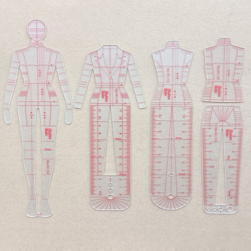 5pcs Body Design Clear Plastic Fashion Design Ruler, Illustrator Drawing Ruler, For Fashion Design