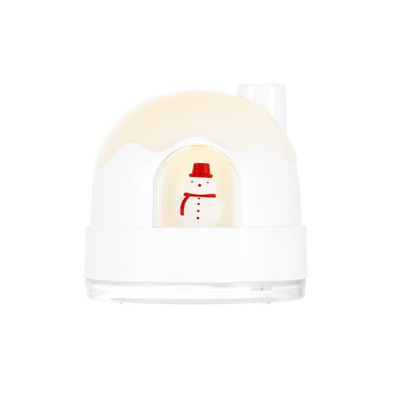 Cute Snow Igloo-Shaped Night Light Humidifier, USB Silent Home Bedroom Humidifier, Mini Desktop Air Moisturizer for Office