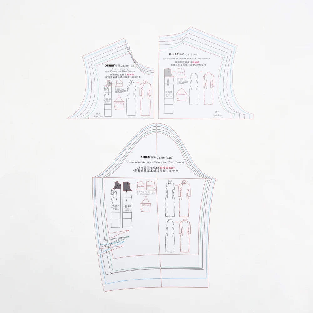 Clocore Cheongsam Long-sleeved Style, Sleeve Transformation Template, Transparent Plastic. CS101-S3