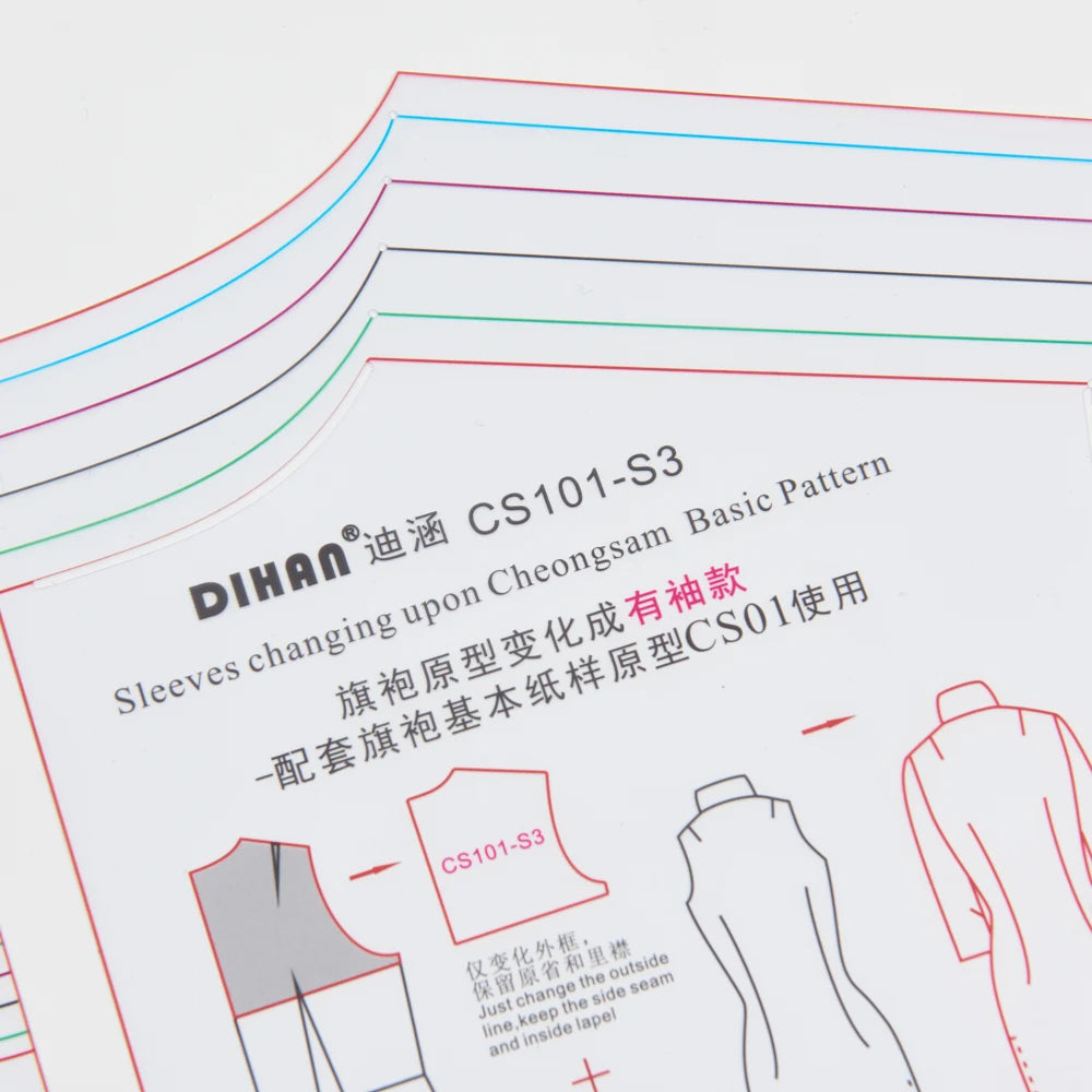 Clocore Cheongsam Long-sleeved Style, Sleeve Transformation Template, Transparent Plastic. CS101-S3
