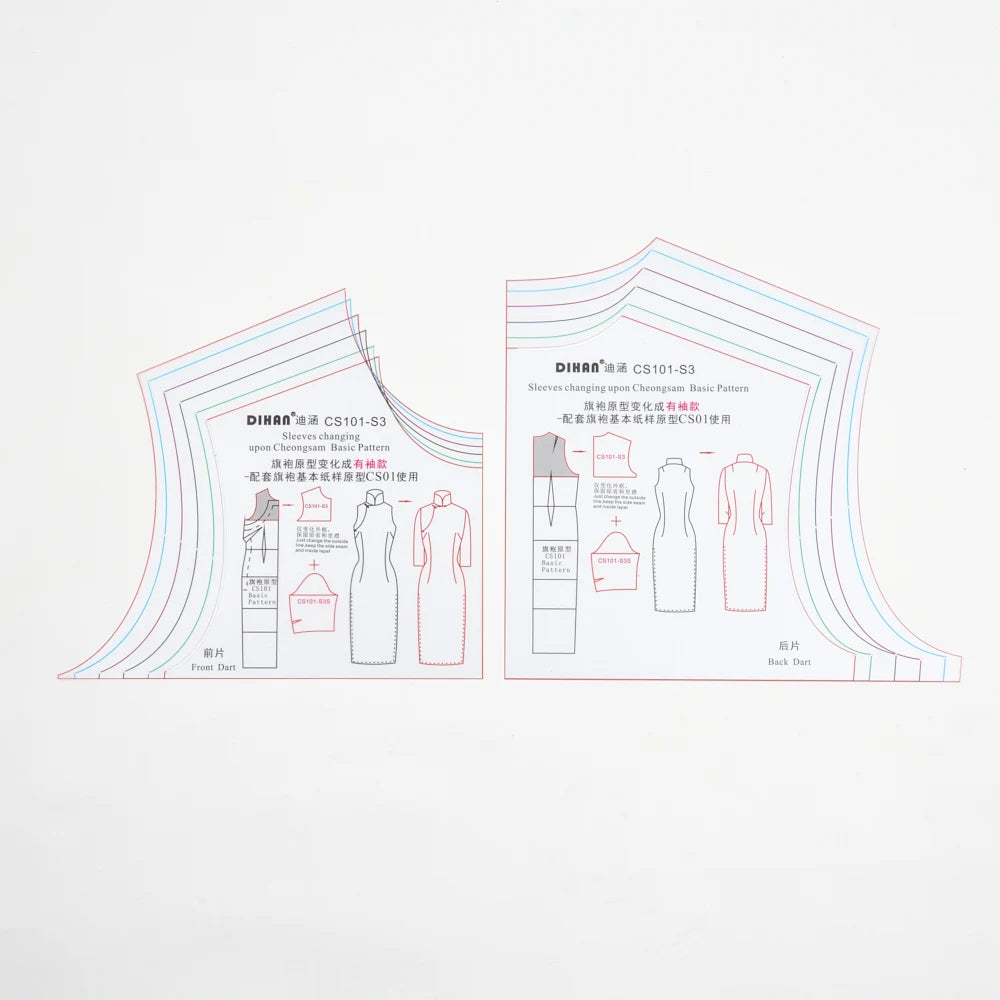 Clocore Cheongsam Long-sleeved Style, Sleeve Transformation Template, Transparent Plastic. CS101-S3