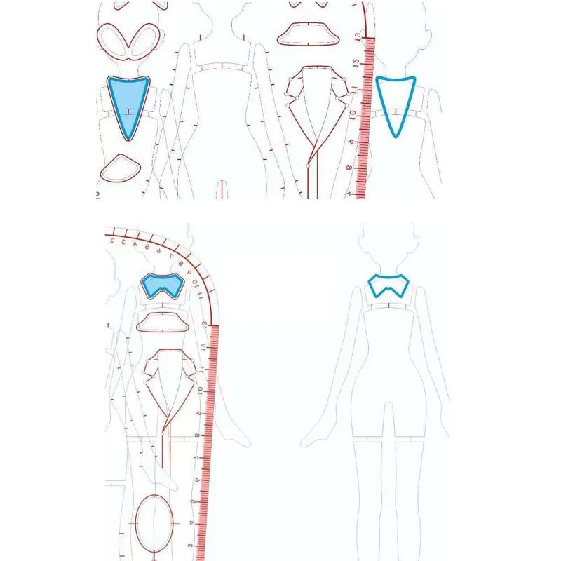 Fashion Designer Ruler Template Girls' Clothing Design Measurements Contains Body Proportion Guide Lines