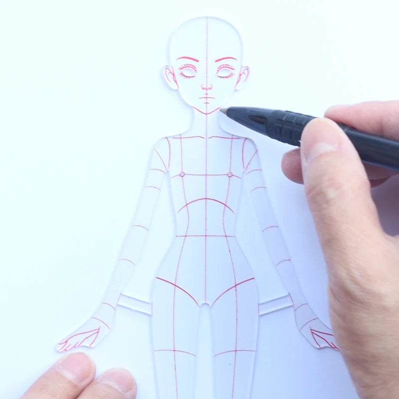 Fashion Designer Ruler Template Girls' Clothing Design Measurements Contains Body Proportion Guide Lines