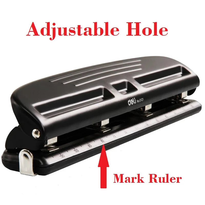 4-Hole Adjustable Hole Punch with Mark Ruler | For A2/A3/A4 Paper | 10-Sheet Capacity | 6mm Holes