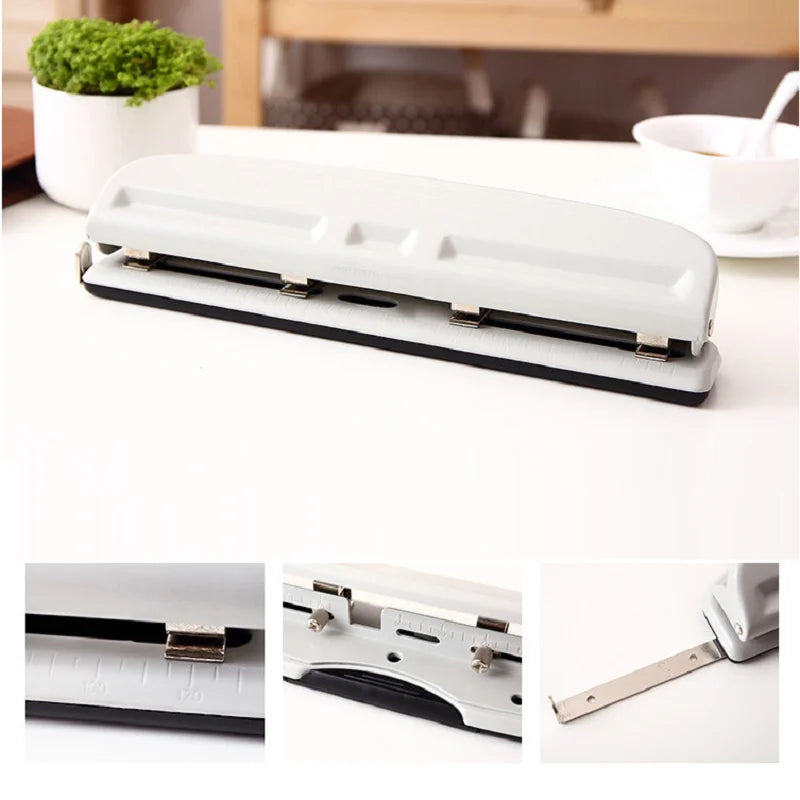 4-Hole Adjustable Hole Punch with Mark Ruler | For A2/A3/A4 Paper | 10-Sheet Capacity | 6mm Holes