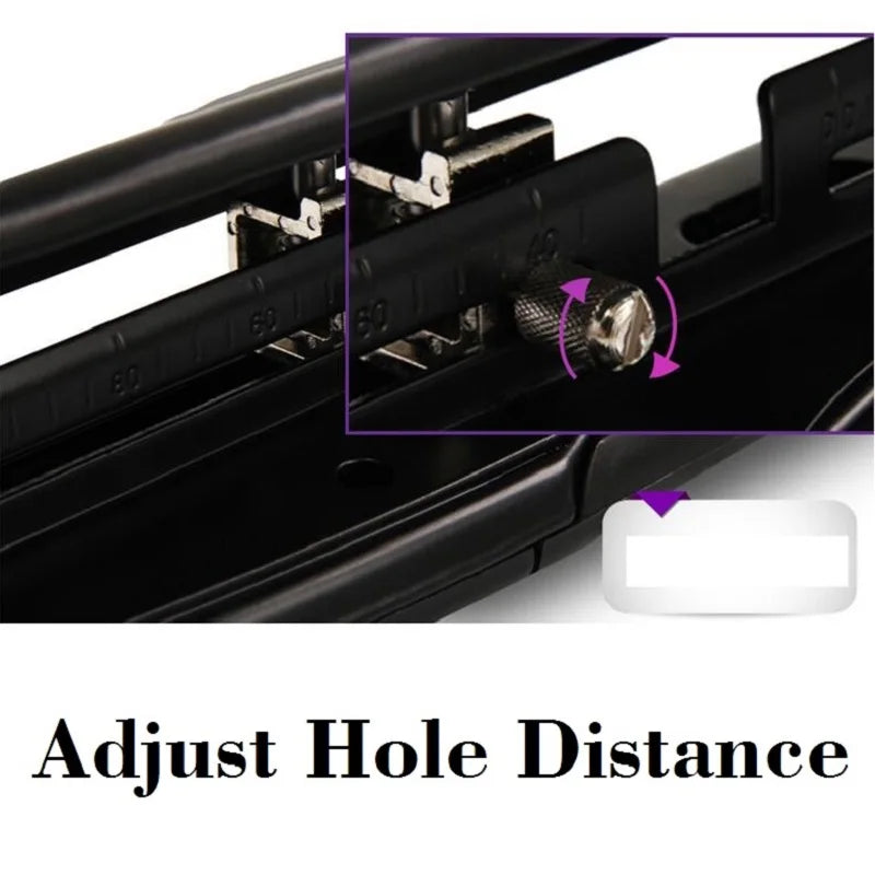 4-Hole Adjustable Hole Punch with Mark Ruler | For A2/A3/A4 Paper | 10-Sheet Capacity | 6mm Holes