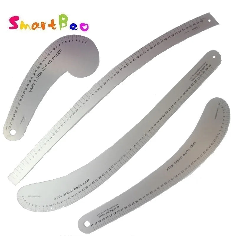 Clocore 4-Piece Metal French Curve Ruler Set for Fashion Tailoring – Multi-Size 32/48/60/61cm Precision Durable Pattern Making & Garment Design Tools