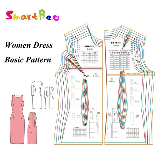 Clocore Multi-Size Dress Sewing Pattern Template | Basic Dress Prototype | Transparent Plastic Material DR101