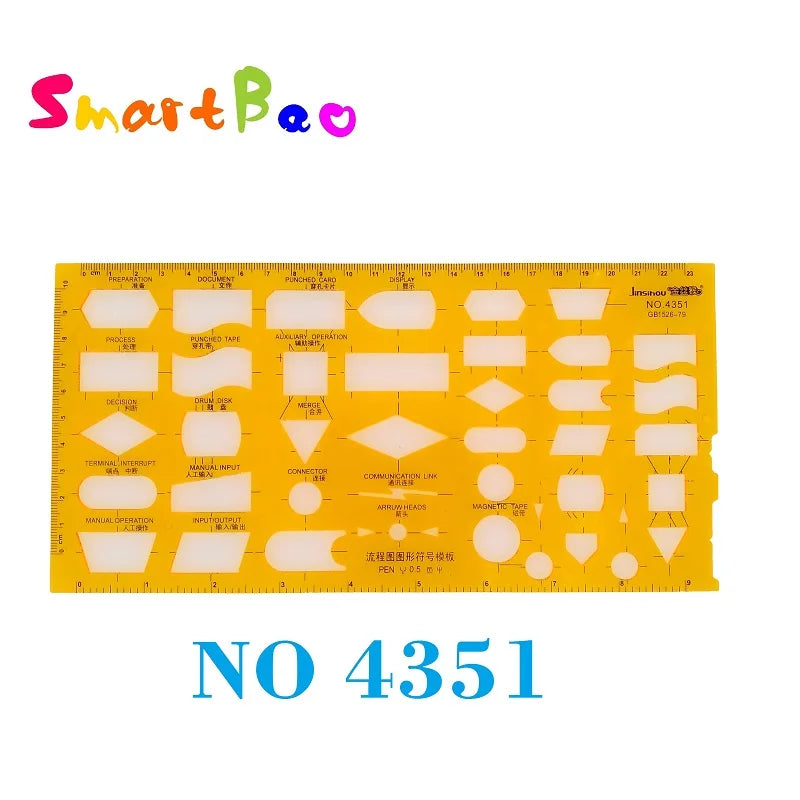 Clocore Plastic Drawing Template Ruler Kit Building Geometric Drawing Ruler for Drafting Illustrations Architecture Wholesale