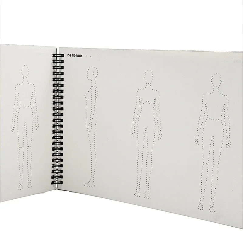 Fashion Design Sketchbook for Women’s Clothing | A4 Three-View Figure Template Notebook with Smooth 120gsm Art Paper, Metal Coil Binding