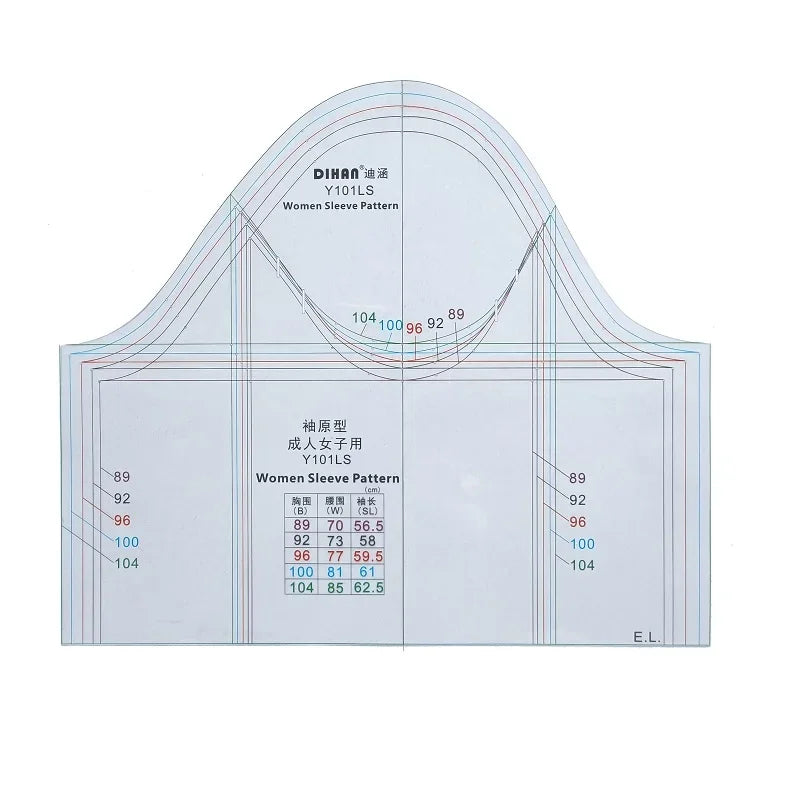 Clocore Professional Pattern Making Ruler L Size | 1:1 Full-Scale Sewing Template for Women's Fashion Design - Multi-Purpose Cloth Prototype Tool (Model 101L)