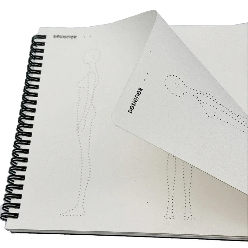 Fashion Design Sketchbook for Women’s Clothing | A4 Three-View Figure Template Notebook with Smooth 120gsm Art Paper, Metal Coil Binding