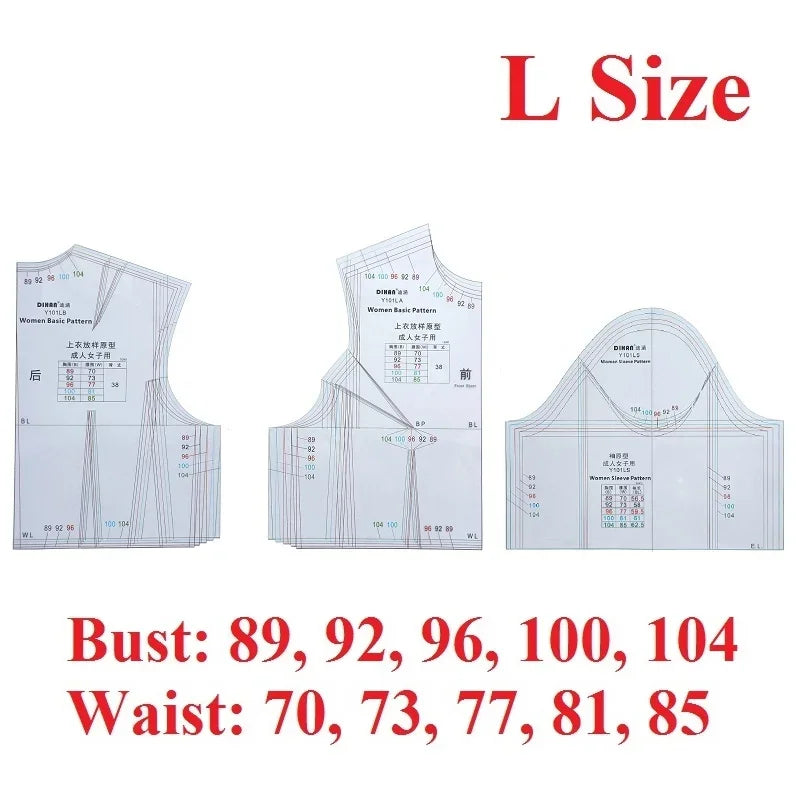 Clocore Professional Pattern Making Ruler L Size | 1:1 Full-Scale Sewing Template for Women's Fashion Design - Multi-Purpose Cloth Prototype Tool (Model 101L)