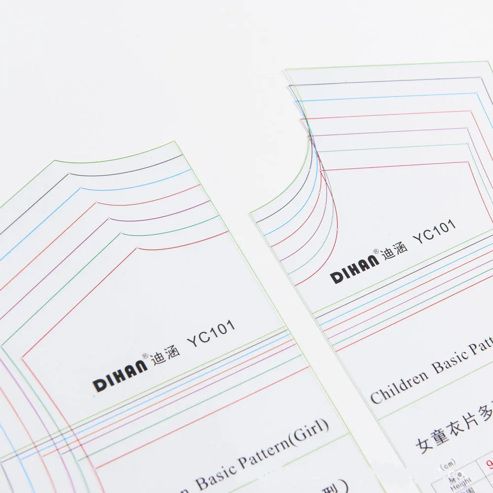 Multifunctional Girl Clothing Design Ruler Template: Top, Sleeve, and Collar Prototypes | Sewing and Fashion Design Tool