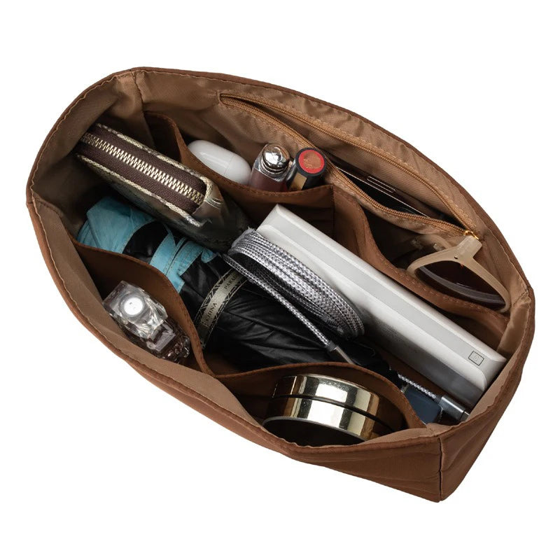 Custom Fit Birkin 20/25/30/35 Organizer Insert - Lightweight Nylon Liner with Interior Pockets & Zippered Compartment