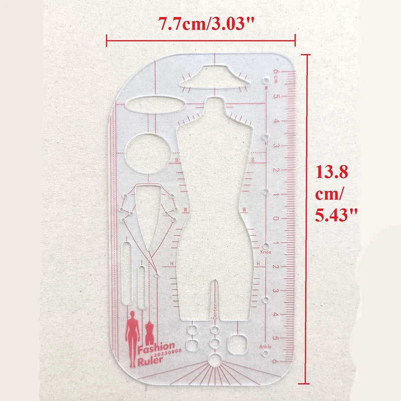 Clocore Fashion Design Croquis Template - Fashion Illustration Ruler for Beginners, Perfect for Clothing Drafting & Hand Drawing
