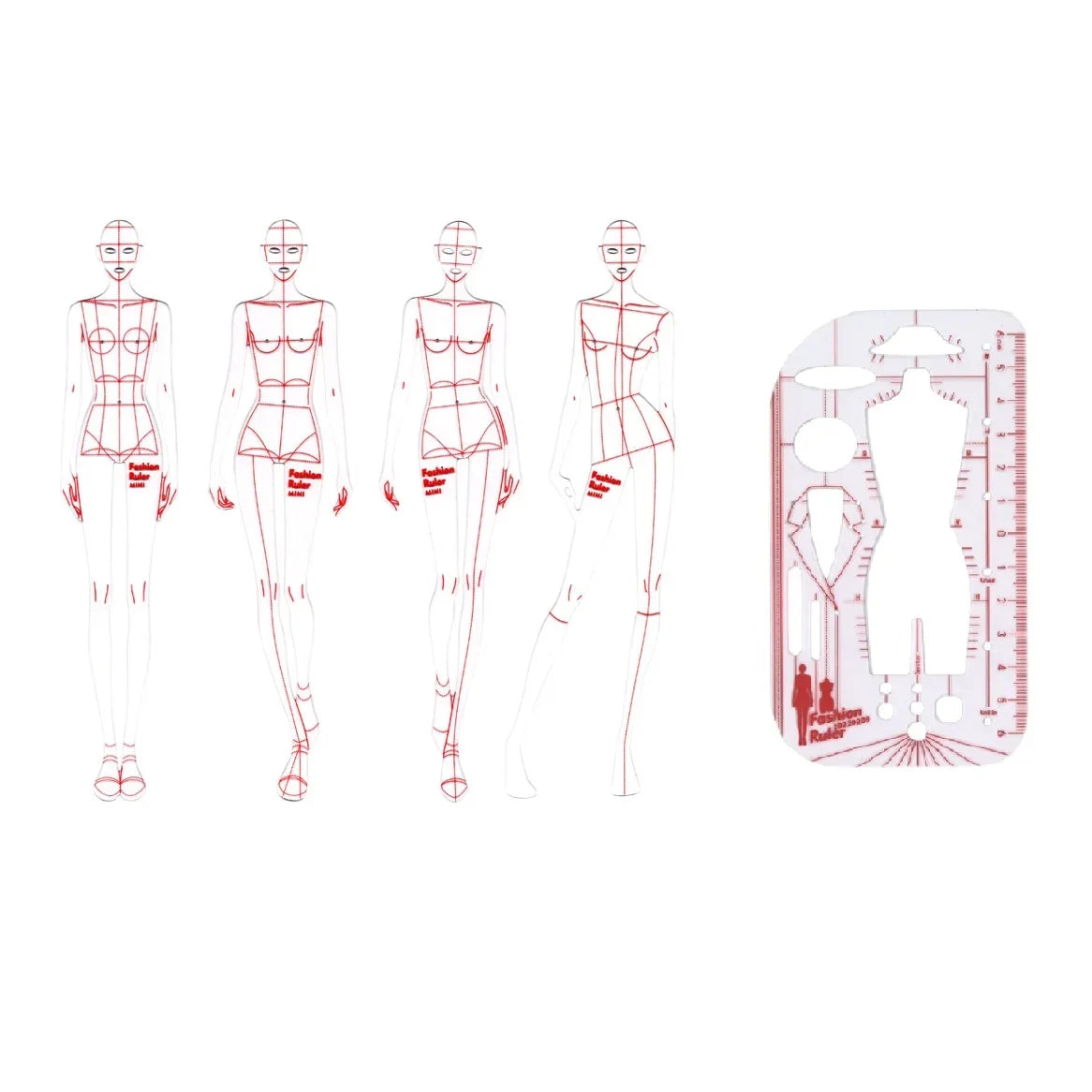 Clocore Fashion Design Croquis Template - Fashion Illustration Ruler for Beginners, Perfect for Clothing Drafting & Hand Drawing