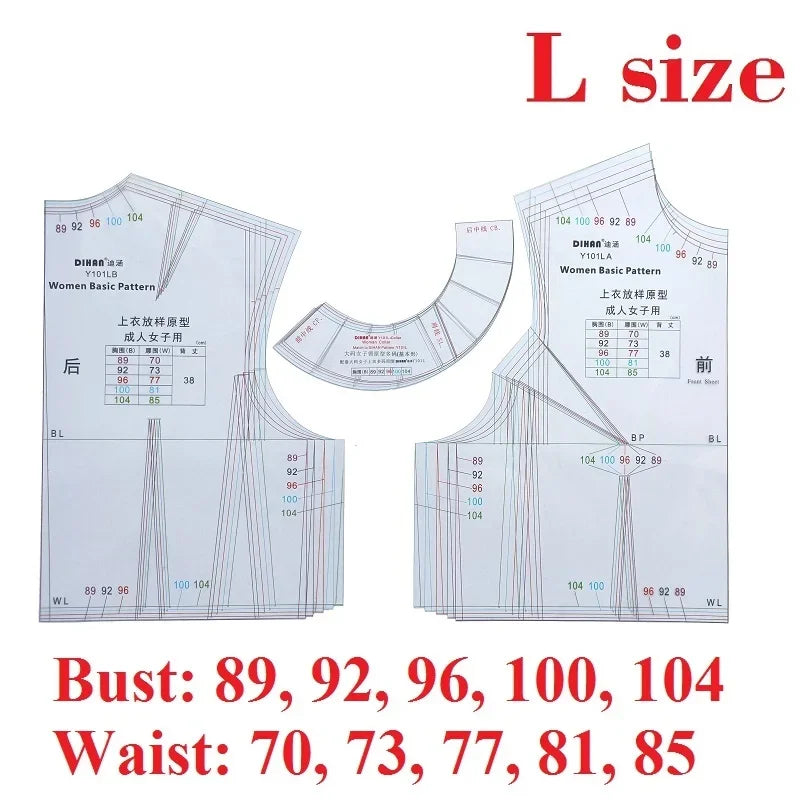 Clocore Professional Pattern Making Ruler L Size | 1:1 Full-Scale Sewing Template for Women's Fashion Design - Multi-Purpose Cloth Prototype Tool (Model 101L)
