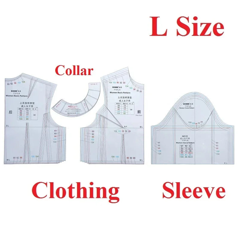 Clocore Professional Pattern Making Ruler L Size | 1:1 Full-Scale Sewing Template for Women's Fashion Design - Multi-Purpose Cloth Prototype Tool (Model 101L)