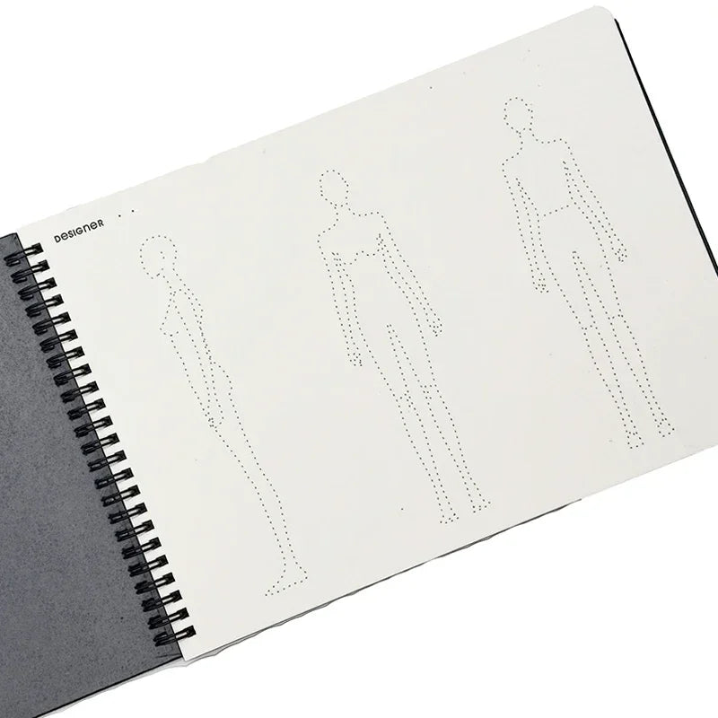Fashion Design Sketchbook for Women’s Clothing | A4 Three-View Figure Template Notebook with Smooth 120gsm Art Paper, Metal Coil Binding