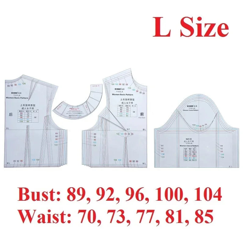 Clocore Professional Pattern Making Ruler L Size | 1:1 Full-Scale Sewing Template for Women's Fashion Design - Multi-Purpose Cloth Prototype Tool (Model 101L)