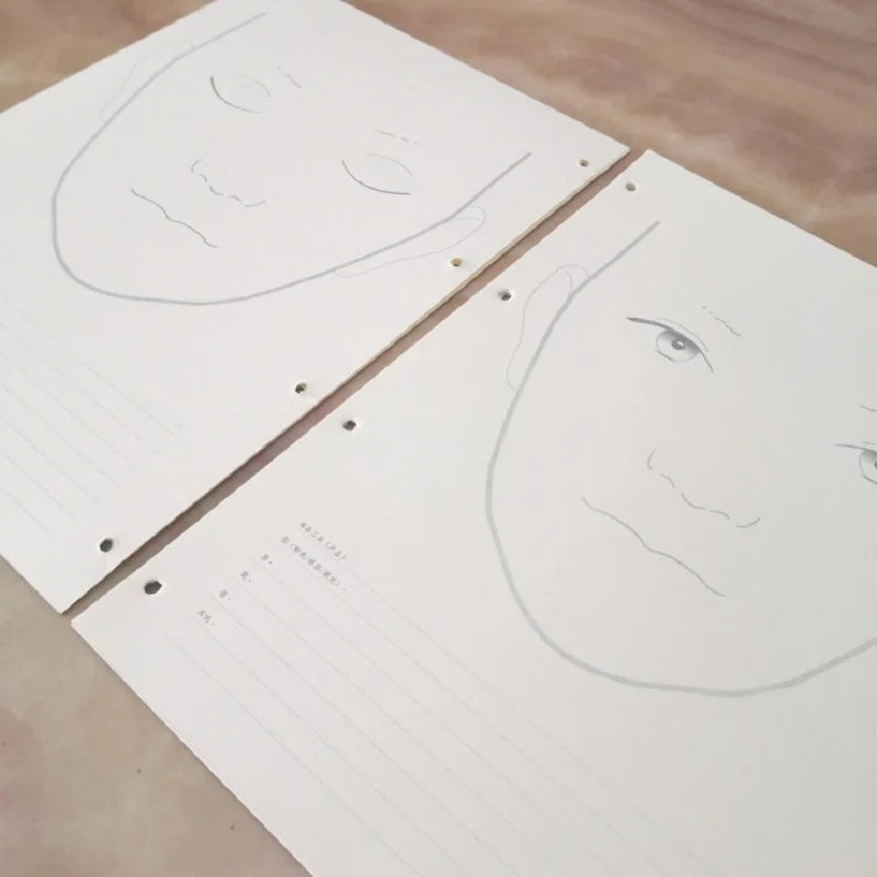 Clocore A4 Facechart Paper Makeup Notebook Professional Makeup Artist Practice Template Make Up Drawing Book, 30 Sheets Paper