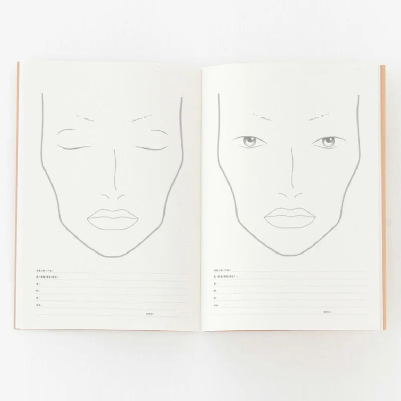 Clocore A4 Facechart Paper Makeup Notebook Professional Makeup Artist Practice Template Make Up Drawing Book, 30 Sheets Paper