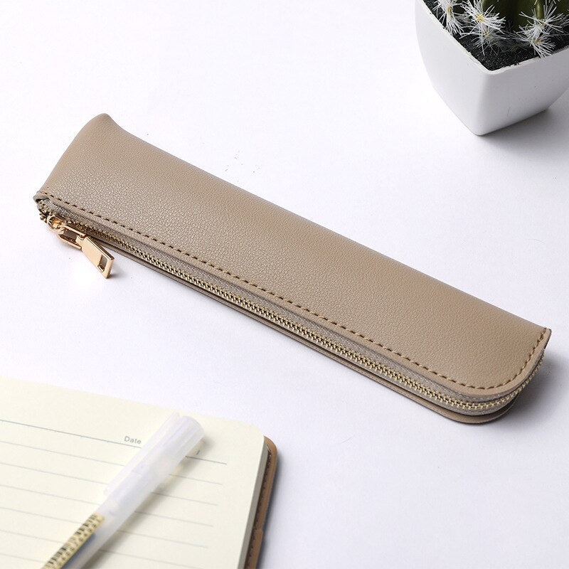Slim PU Leather Pencil Case Cosmetic Brush Bag| Versatile & Stylish | Multiple Colors Available