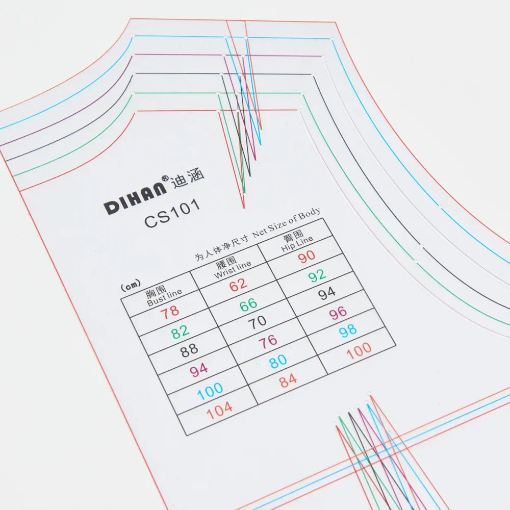 Mordern Cheongsam Sewing Pattern Transparent Plastic Basic Paper Pattern of Qipao with Multi-sizes in One Set Designer Chinese Cheongsam