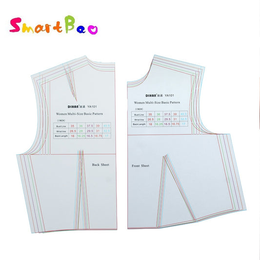 Clocore Sewing Patterns for Beginners Women's Clothing Design Template Ruler – Thin and Lightweight Plastic Sewing Pattern Tool (Inches)