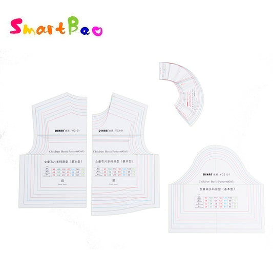 Multifunctional Girl Clothing Design Ruler Template: Top, Sleeve, and Collar Prototypes | Sewing and Fashion Design Tool