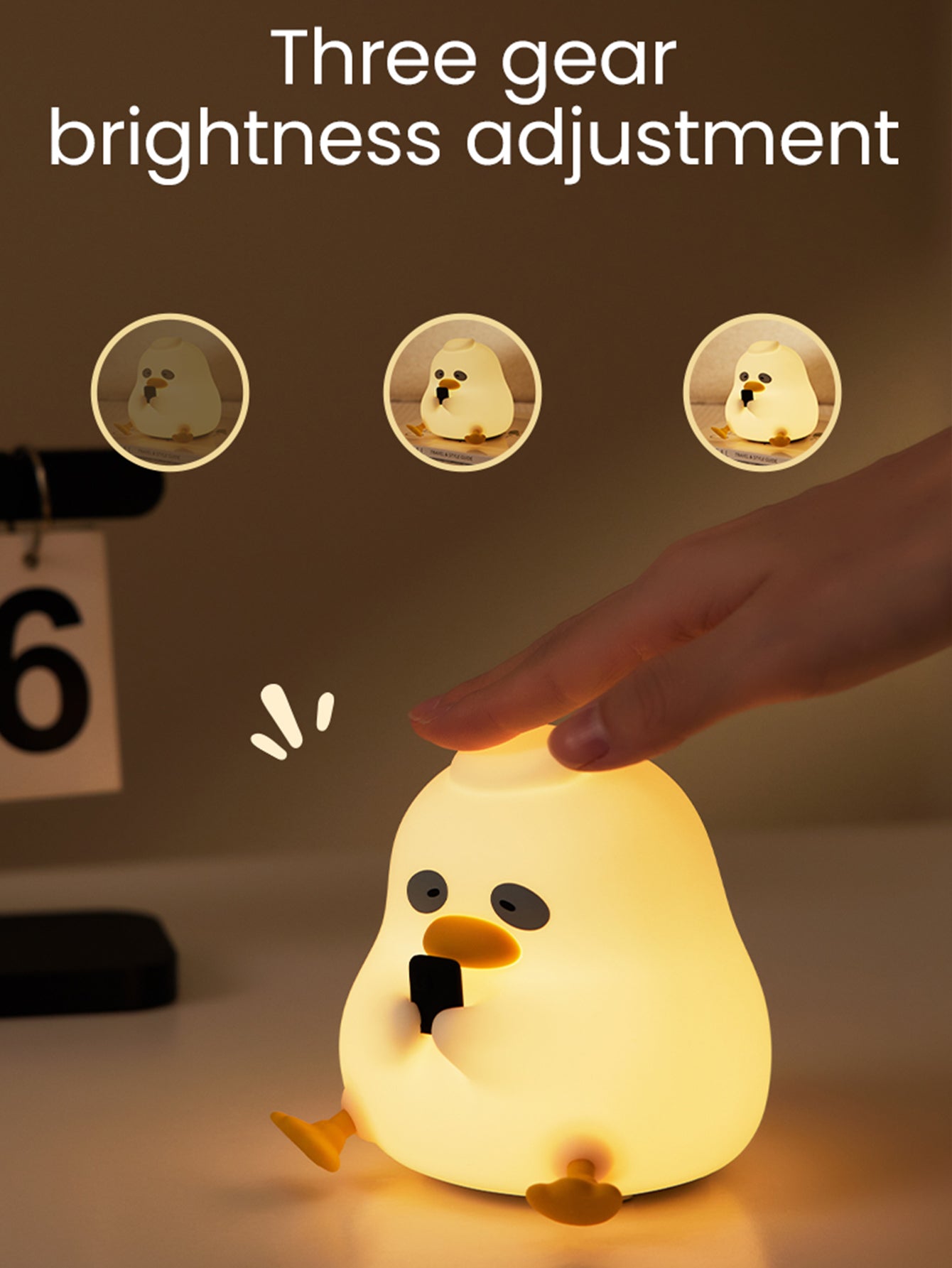 Adorable Silicone Duck LED Night Light - Rechargeable Tap Control, Adjustable Brightness, Long Battery Life, Soft Silicone Material
