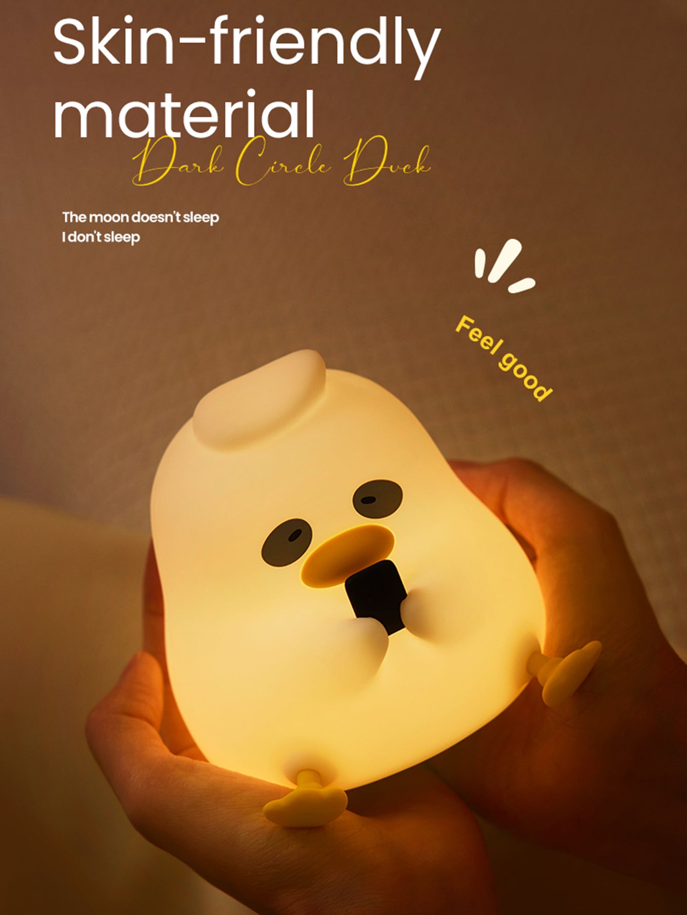 Adorable Silicone Duck LED Night Light - Rechargeable Tap Control, Adjustable Brightness, Long Battery Life, Soft Silicone Material