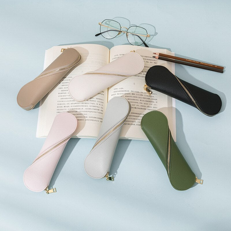 Slim Luxury Pencil Case PU Pencil Pouch for Girls, Kids