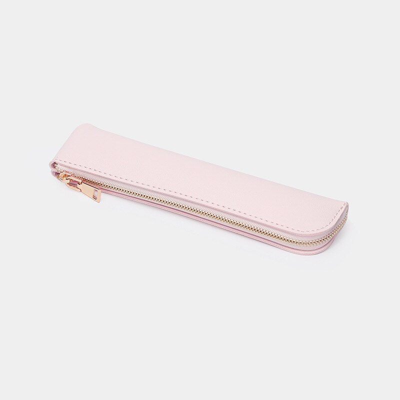 Small Pencil Case Durable Zipper Pu Leather Long Thin Pencil Case