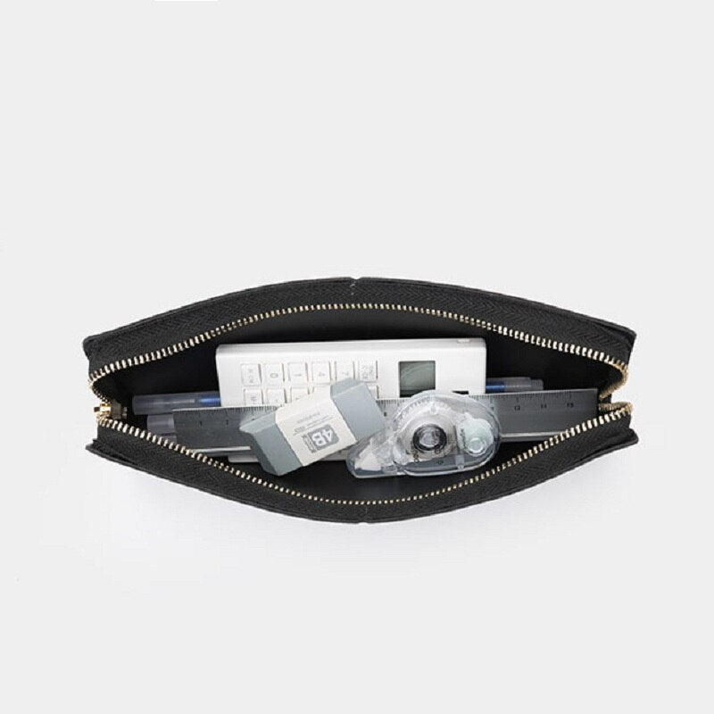 Smartbao Black Leather Pencil Pouch