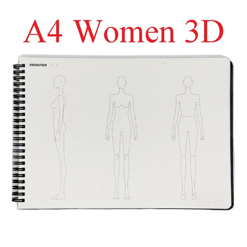 Fashion Croquis Sketchbook with three-view female figure templates for women’s clothing design