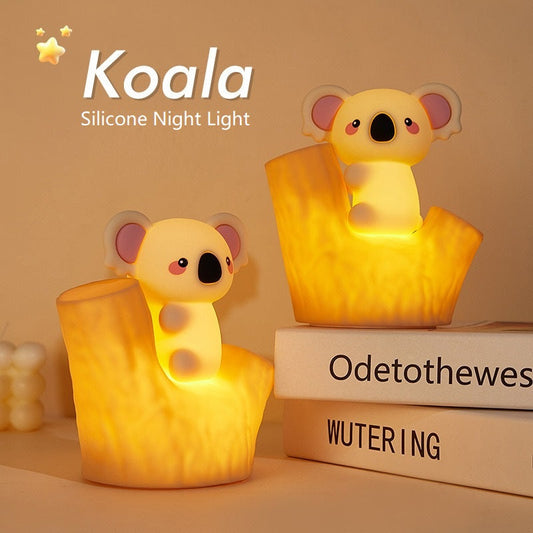 Koala silicone night light with tap control, USB rechargeable, and 16-color changing mode