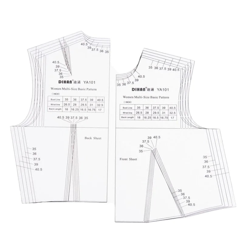 Clocore 1:1 Basic Inch Sewing Pattern Fashion Women Prototype Full Scale Clothing Design Rulers Template Apparel Pattern Making YA101