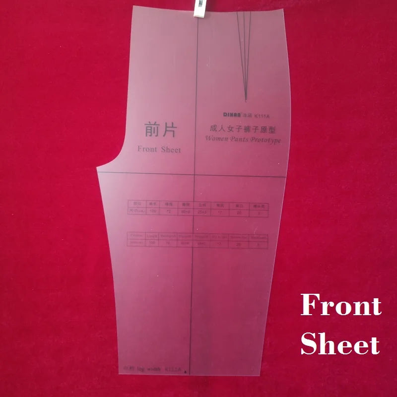 Clocore 1:1 Full Scale Women Pant Prototype Large Fashion Design Pattern Making Ruler Front Rear Sheet K111