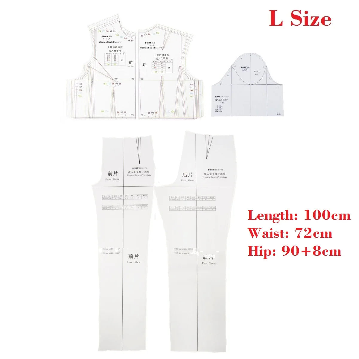 Clocore 1:1 Full Scale Women Pant Prototype Large Fashion Design Pattern Making Ruler Front Rear Sheet K111