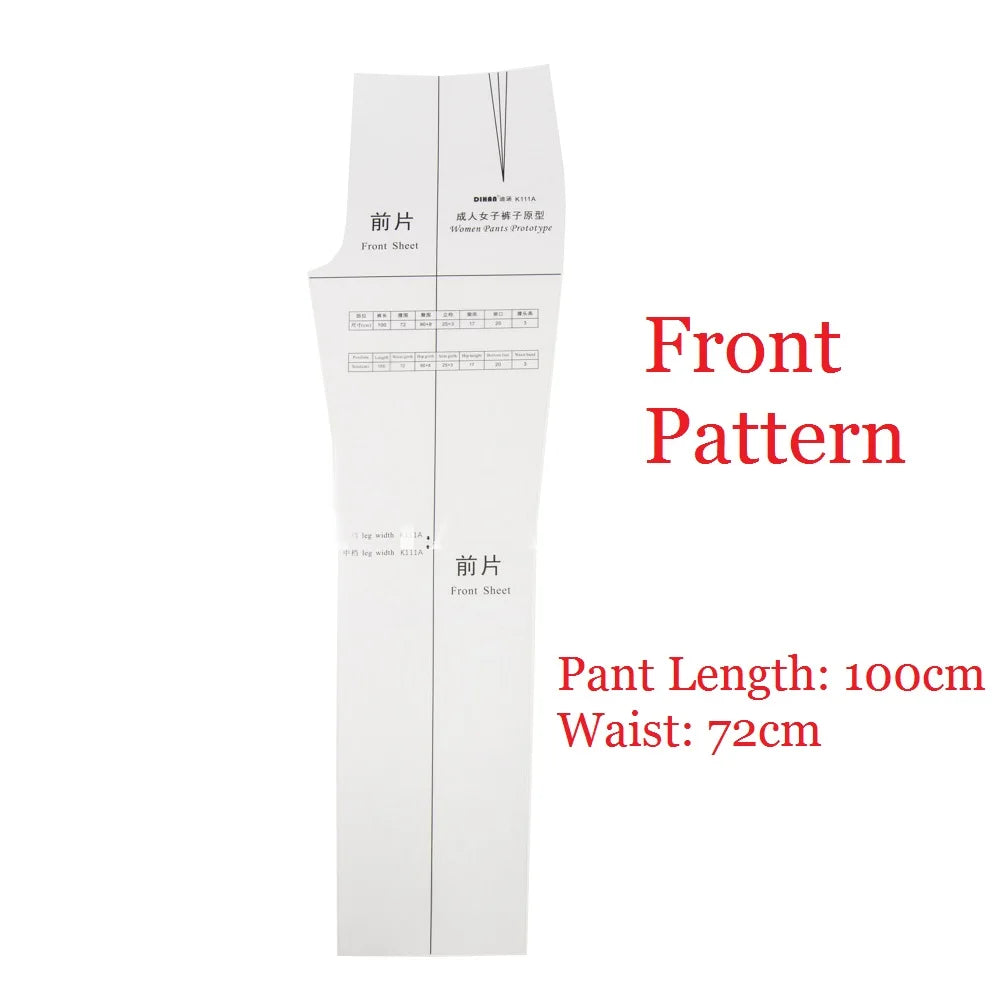 Clocore 1:1 Full Scale Women Pant Prototype Large Fashion Design Pattern Making Ruler Front Rear Sheet K111